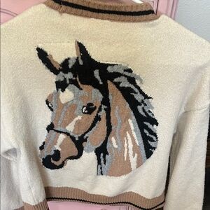Cream Horse Knit Sweater - Women